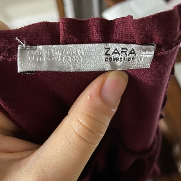 Zara Burgundy Dress with Ruffles - Picture 3 of 3